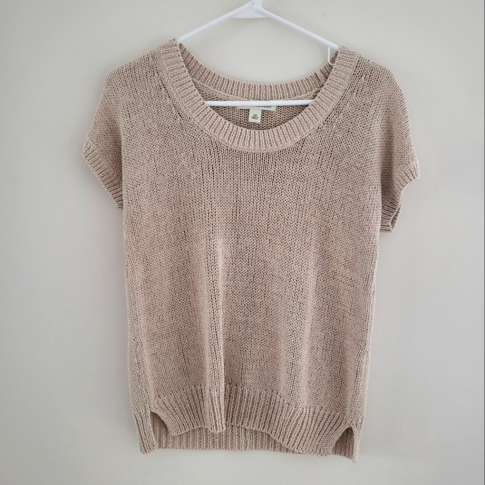 Banana Republic Short Sleeve Silver Metallic Knit